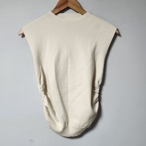 Open Edit Cream Ruch Sleeveless Sweater Top Shirt M